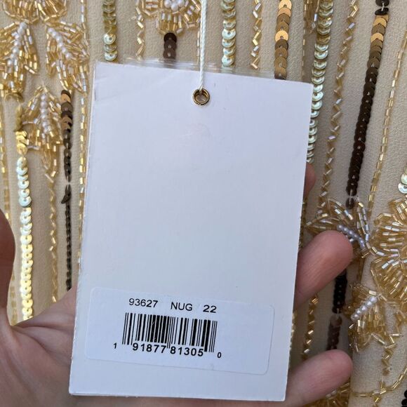 MAC DUGGAL LONG SLEEVE TEA LENGTH Dress size 22 Nude/gold NWT - Picture 12 of 13